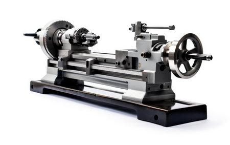 Lathe Tailstock Component on White Background.の素材