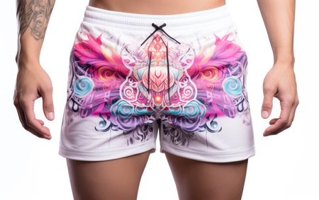 Customized Gym Shorts on White Background.の素材