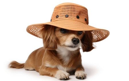 Pet Sun Protection Hat on White Background.の素材