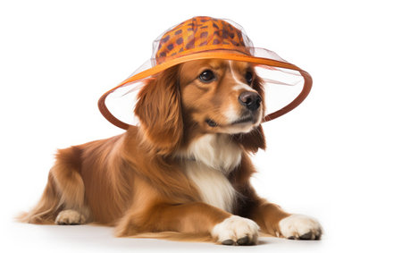 Unique Dog Sunscreen Bonnet on White Background.の素材