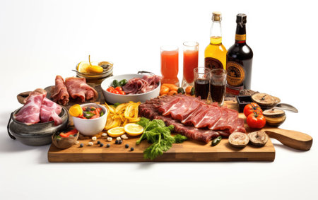 Outdoor Cooking Ensemble on White Background.の素材