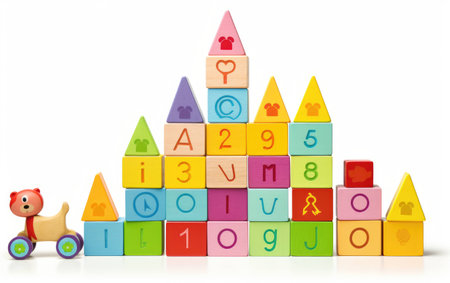 Educational Blocks on White Background.の素材