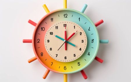 Educational Timepiece with Mobility on White Background.の素材