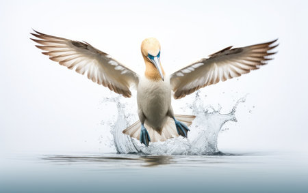 Gannet Diving Spectacle White Backgroundの素材