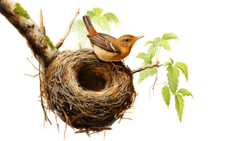 Wren in Tree White Backgroundの素材