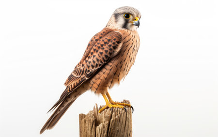 Mysterious Fence Post Kestrel White Backgroundの素材