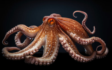 Graceful Octopus Alone Black Backgroundの素材