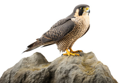 Falcon on Elevated Perch White Backgroundの素材