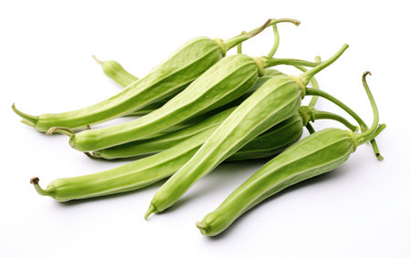 Culinary Okra Composition White Backgroundの素材