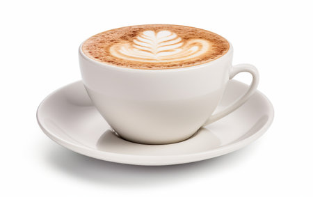 Frothy Coffee Elegance White Backgroundの素材