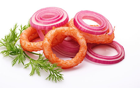 Red Onion Rings White Backgroundの素材