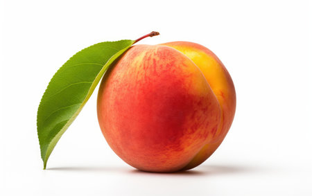 Ripe Juicy Peach White Backgroundの素材