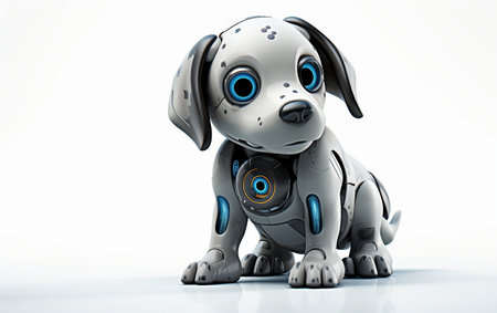 Modern Pet Companion Robot White Backgroundの素材