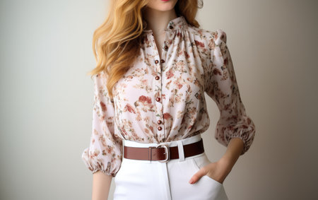 Mannequin Wearing Pink and White Blouse.の素材