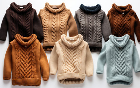 Row of Sweaters Hanging on Wall.の素材