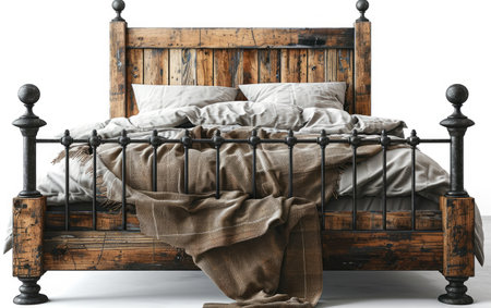 Wooden Headboard Bed for Cozy and Rustic Bedroom Decorの素材