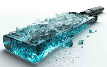 Glass Bottle Filled With Ice and Water for Refreshing Hydrationの素材