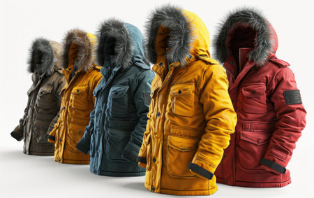 Assorted Coats With Hoods in Various Colorsの素材