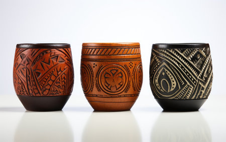 Group of Three Vases Sitting Next to Each Otherの素材