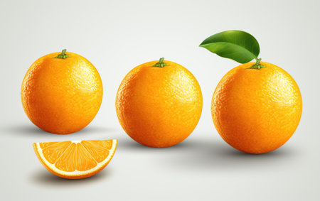Group of Oranges With One Cut in Halfの素材