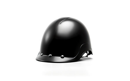 Black Motorcycle Helmet on White Backgroundの素材