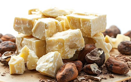 Assorted Cheese and Nut Pieces on Wooden Cutting Boardの素材
