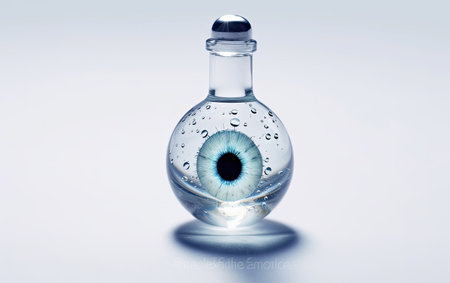 Blue Eye With a Water Drop, Stunning Close-Up of an Emotional Momentの素材