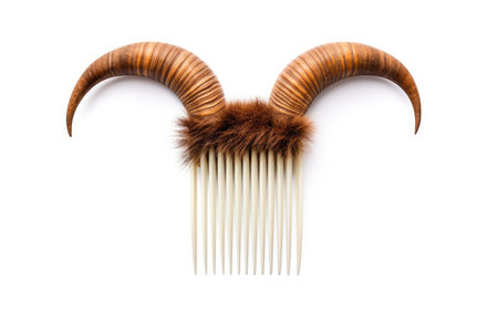 Brown and White Comb With Horns - Practical Tool for Grooming and Styling Hairの素材
