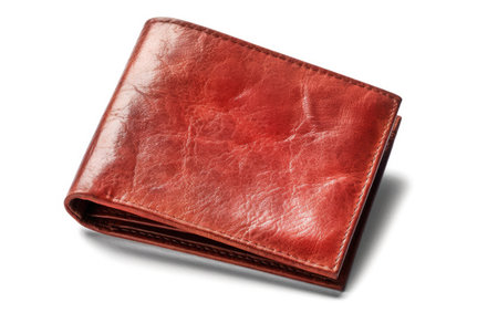 Brown Leather Wallet on White Backgroundの素材