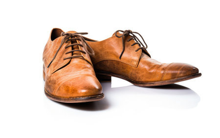 Brown Shoes on White Floor, Simple and Elegant Footwearの素材