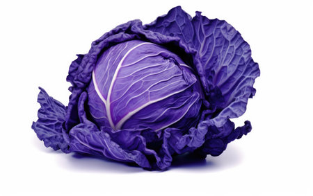 Purple Cabbage on White Background, A Vibrant and Healthy Vegetableの素材