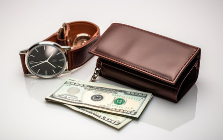 Wallet With Money, Glasses, and Money Clip - Essentials for Daily Use and Organizationの素材
