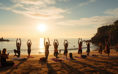 Yoga Class by the Beachの素材