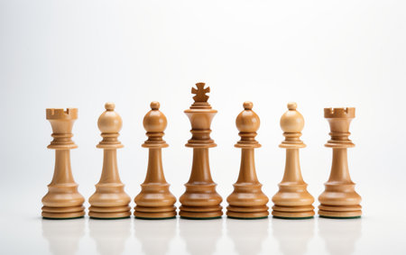 Classic Wooden Chess Set Alone on White Backgroundの素材