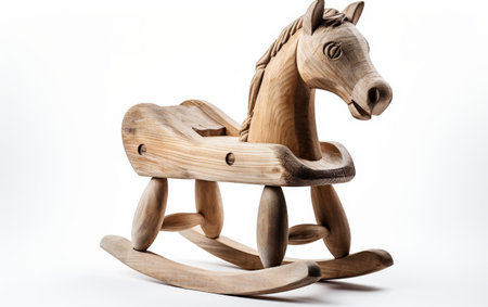 Wooden Rocking Horse Isolated on White Backgroundの素材