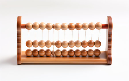 Classic Wooden Abacus with Faded Number Beads Alone on White Backgroundの素材