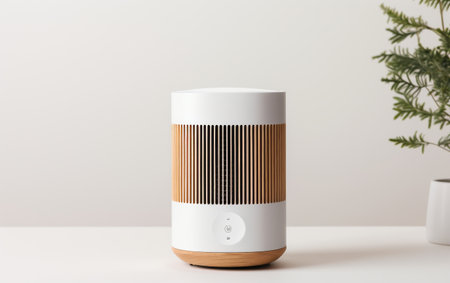 Compact Air Purifier with HEPA Filter Alone on White Backgroundの素材