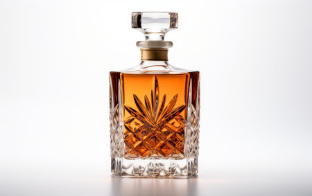 Whiskey Decanter with Crystal on White Backgroundの素材