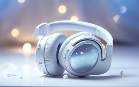 Improve Sleep Quality with Noise-Cancelling Headphones on White Backgroundの素材
