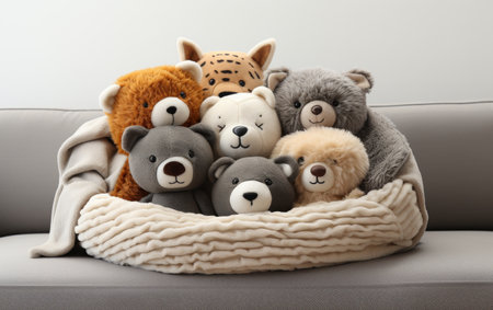 Soft Velour Adorns Plush Animal-shaped Novelty Pillow on White Backgroundの素材