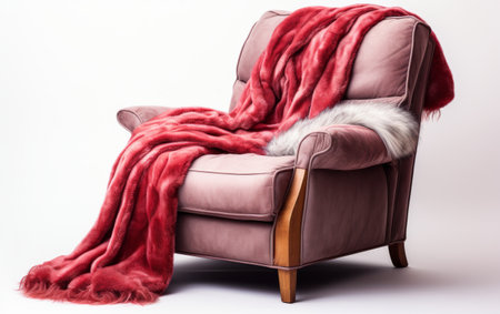 Isolated Reclining Armchair with Cozy Blanket on transparent backgroundの素材