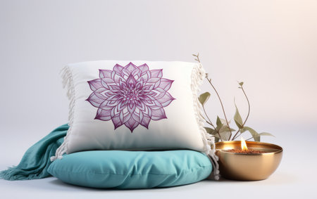 Round Meditation Cushion with Lightweight on White Backgroundの素材