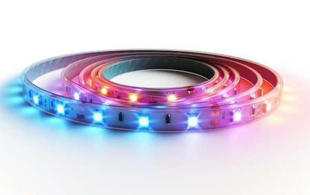 Smart LED Light Strip with App Control and Customi Against White Backgroundの素材