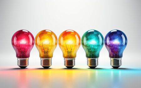 Smart Lightbulbs with Customizable Colors and Brig on White Backgroundの素材