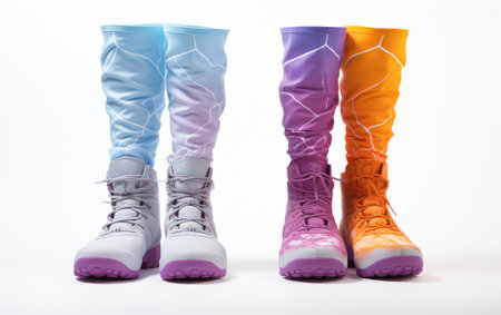 Isolated Thermal Leggings and Snow Boots on White Backgroundの素材