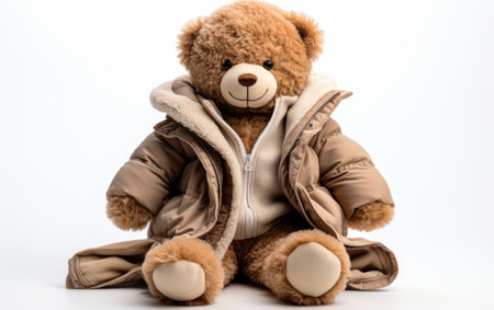 Teddy Bear Faux Fur Vest and Wide-Leg Corduroy Pant on White Backgroundの素材