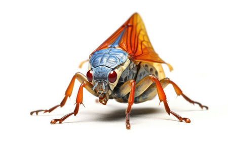 Close-up of Bug on White Background, Detailed Macro View of Insectの素材