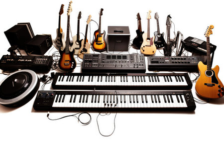 Assorted Collection of Musical Instruments and Amplifiersの素材