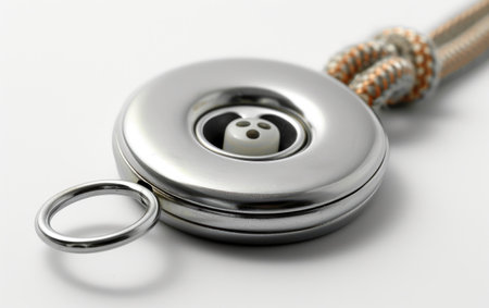 White Buttons Arranged on String for Sewing or Craft Projectsの素材