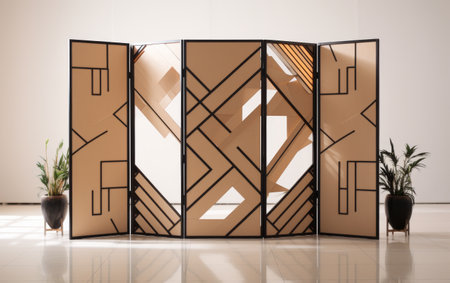 Modern Geometric Room Divider on white backgroundの素材